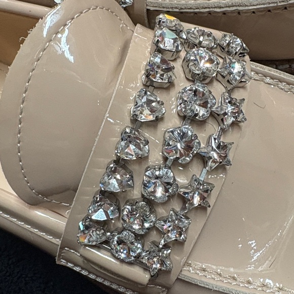 RARE AGL Lola Strass Mixed Crystal Patent Loafers Nude 40 - $585 Retail - Picture 8 of 17